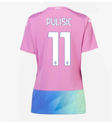 Lacne Ženy Futbalové dres AC Milan Christian Pulisic #11 2023-24 Krátky Rukáv - Tretina